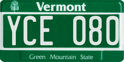 VT license plate YCE080