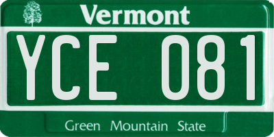 VT license plate YCE081