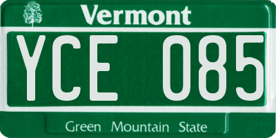 VT license plate YCE085