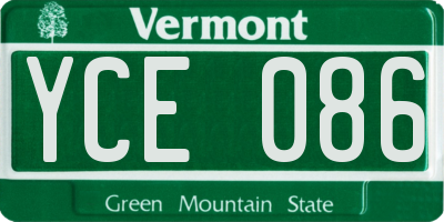 VT license plate YCE086