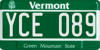 VT license plate YCE089