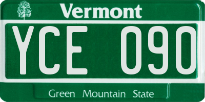 VT license plate YCE090