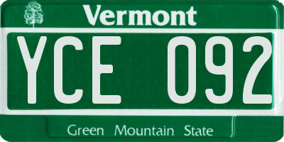 VT license plate YCE092
