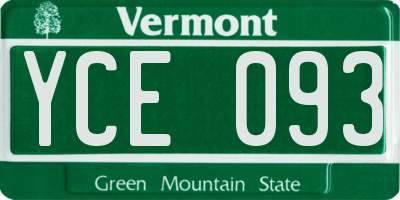 VT license plate YCE093