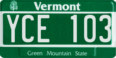 VT license plate YCE103