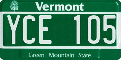 VT license plate YCE105