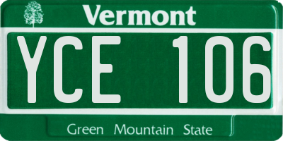 VT license plate YCE106