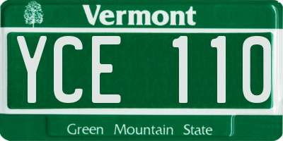 VT license plate YCE110