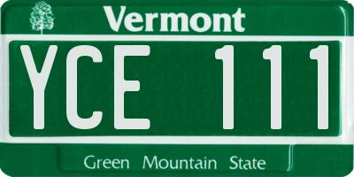 VT license plate YCE111