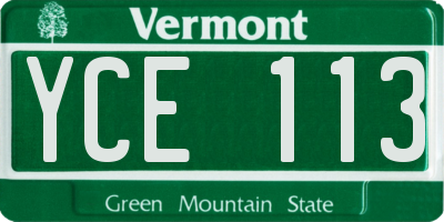 VT license plate YCE113