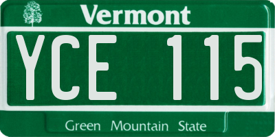 VT license plate YCE115