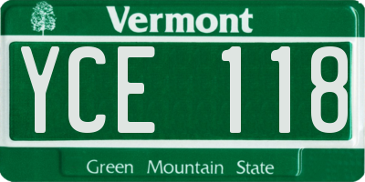 VT license plate YCE118
