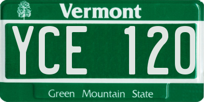 VT license plate YCE120