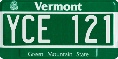 VT license plate YCE121