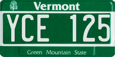 VT license plate YCE125