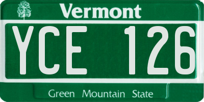 VT license plate YCE126