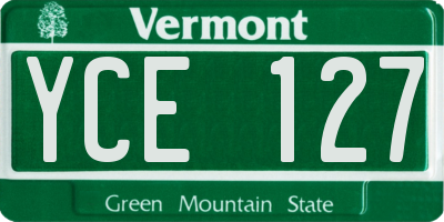 VT license plate YCE127