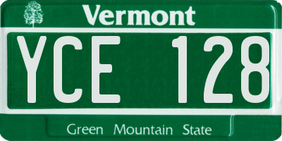 VT license plate YCE128