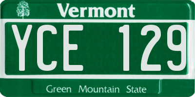 VT license plate YCE129