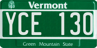VT license plate YCE130
