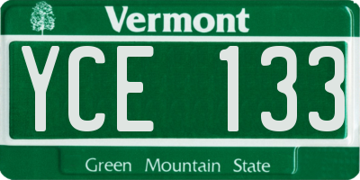 VT license plate YCE133