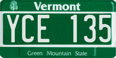 VT license plate YCE135
