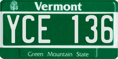 VT license plate YCE136