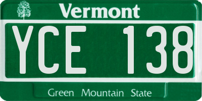 VT license plate YCE138