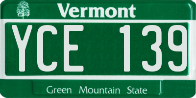 VT license plate YCE139