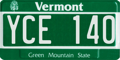 VT license plate YCE140