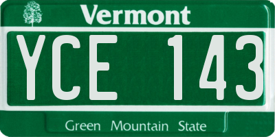VT license plate YCE143