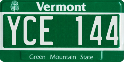 VT license plate YCE144