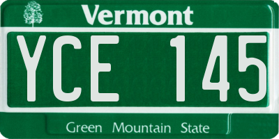 VT license plate YCE145