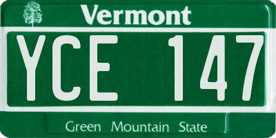 VT license plate YCE147