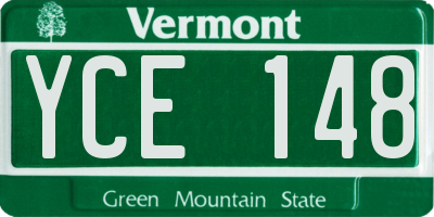 VT license plate YCE148