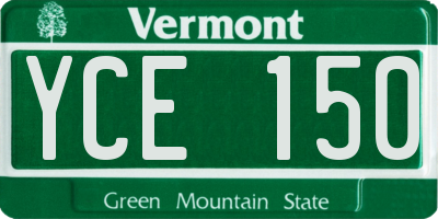 VT license plate YCE150