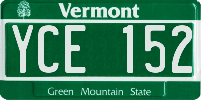 VT license plate YCE152