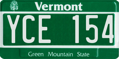VT license plate YCE154