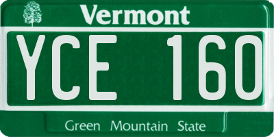 VT license plate YCE160