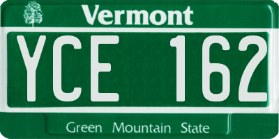 VT license plate YCE162