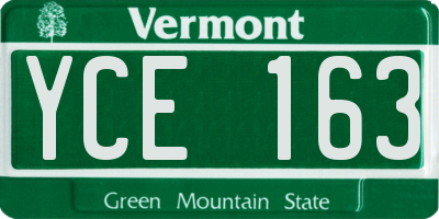 VT license plate YCE163