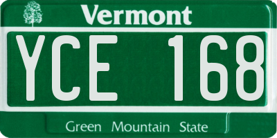 VT license plate YCE168