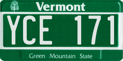 VT license plate YCE171