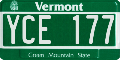 VT license plate YCE177