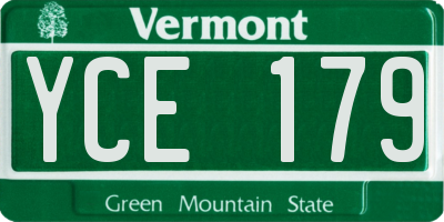 VT license plate YCE179