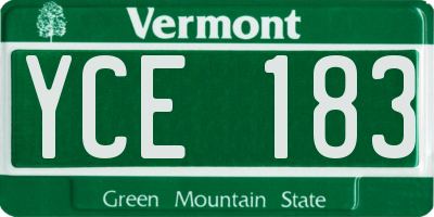 VT license plate YCE183
