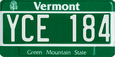 VT license plate YCE184