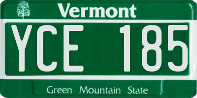 VT license plate YCE185