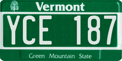 VT license plate YCE187
