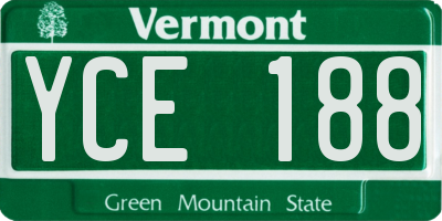VT license plate YCE188